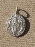Черниговская Божья Матерь Святой Феодосий Черниговский нательная иконка серебро, фото №5