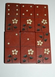 Винтажное антикварное домино, рыжий карболит, не комплект - 24 шт., фото №10