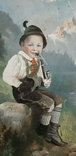 Немецкая довоенная открытка Мальчик с трубкой, фото №2