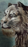 "Lions in pairs" Embroidered picture Old China 1936 Embroidery smooth silk on silk, photo number 4