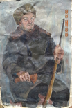 Painting "Grandfather with a rifle. VOHR?". Socialist Realism. Oil on canvas. 103x73 cm. Artist Vasina, photo number 4