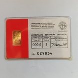 Слиток Золото 1 грамм 999* 2, фото №2