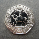 Великобританія 50 пенсів 2022 року - Платиновий ювілей королеви Єлизавети II спецвипуск, фото №3