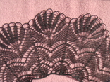Серый кружевной воротник связан спицами, ручная работа, ширина 13,5 см., фото №5