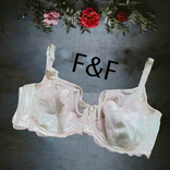 FF 90G Красивый бюстгальтер мягкий косточка вышивка бело/молочный/ розовый, фото №2