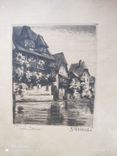 Старый рисунок на бумаге Нюрнберга. Копия., фото №3