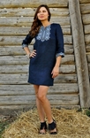 Коротке плаття вишиванка синього кольору, фото №4