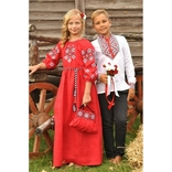 Довга червона сукня для дівчинки з виразною вишивкою, photo number 5