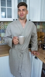 Комплект банних халатів для чоловіка та жінки з натурального льону, numer zdjęcia 3