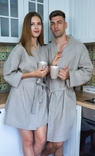 Комплект банних халатів для чоловіка та жінки з натурального льону, numer zdjęcia 6