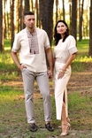 Вишитий літній комплект для пари - чоловіча сорочка і жіноча сукня з коротким рукавом, фото №2