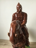 Большая статуэтка Богатырь на коне, ЛКСФ, майолика., фото №3