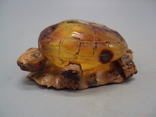 Фигура миниатюра статуэтка черепаха на листке янтарь кость мамонта черепашка и лист, фото №2