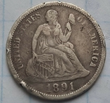 США 1 дайм, 1891, фото №2