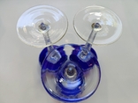 High champagne glasses, blue crystal, old Bohemia, 3 pcs., photo number 8