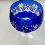 High champagne glasses, blue crystal, old Bohemia, 3 pcs., photo number 11