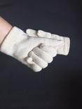 Шерстяные теплые женские перчатки молочного цвета, photo number 6