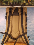 Рюкзак тактический военный 55 литров прочная ткань и фурнитура темно-горчичного цвета, фото №5