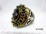 Women's handmade ring with natural stones, black onyx, photo number 2