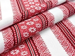 Рушник тканый вышитый длина 150 см, белый с красным орнаментом N 1, numer zdjęcia 5