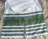 Рушник тканый вышитый длина 180 см, белый с зеленым орнаментом (оттенки хаки) N 2, фото №2