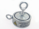 Двухсторонний поисковый магнит МП 2х300 кг, діаметр 98 мм, фото №2