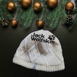 Jack Wolfskin Полушерстяная женская шапка теплая на флисе молочная, photo number 2