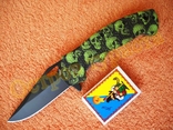 Нож складной Green Skull клипса полуавтоматический, photo number 4