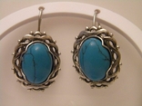 Set of large earrings ring turquoise silver 925 Ukraine No570, photo number 8