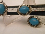 Set of large earrings ring turquoise silver 925 Ukraine No570, photo number 9