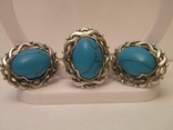 Set of large earrings ring turquoise silver 925 Ukraine No570, photo number 10