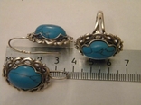 Set of large earrings ring turquoise silver 925 Ukraine No570, photo number 12