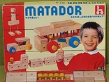Легендарный деревянный конструктор Matador Австрия 1970-е все детали коробка и инструкция, фото №3