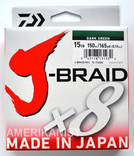 Шнур Daiwa J-Braid x8 Braided Line Dark Green 150 м - 7 кг - 0.19 мм, numer zdjęcia 3
