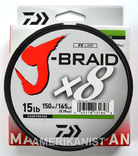 Шнур Daiwa J-Braid x8 Braided Line Chartreuse 150 м - 7 кг - 0.19 мм, numer zdjęcia 2