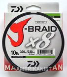 Шнур Daiwa J-Braid x8 Braided Line Chartreuse 300 м - 4.8 кг - 0.15 мм, фото №3