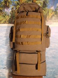 Рюкзак туристический Х010 100 литров Плотный брезент на подкладке, трансформер, фото №3