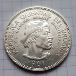 Уругвай, 10 песо, 1961 рік, срібло, фото №4