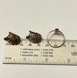 Earrings and Ring silver 875 hallmark scan gilding, photo number 5