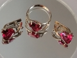 Набор серьги , кольцо серебро 925 и золота 375пробы., photo number 2