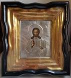 Ікона Ісус Христос, срібло 84, 13,5х11,2 см, кіот, фото №2