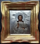 Ікона Ісус Христос, срібло 84, 13,5х11,2 см, кіот, фото №3