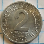 Австрия 2 грош 1952, фото №2