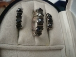 Set of earrings Onyx ring Silver 925 Star No. 124, photo number 3