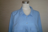 Tu пог 73 батал стильная женская рубашка лен небесного голубая длинный /3/4/ рукав, фото №5