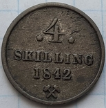 Норвегия 4 скиллинга, 1842, фото №2