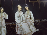 Живописне панно китайське кістяне перламутрове живопис чоловік і жінка розмір 25 х 30,5 см, фото №8