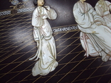 Живописне панно китайське кістяне перламутрове живопис чоловік і жінка розмір 25 х 30,5 см, фото №10