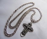 Крест с цепью серебро 925, фото №2