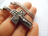 Крест с цепью серебро 925, photo number 3